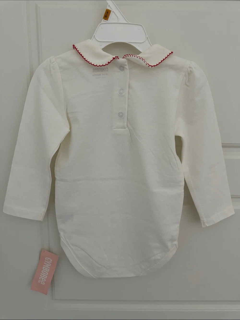 Gymboree Cream One-Piece Bodysuit with Red Trim Collar